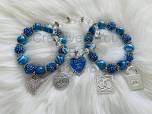 Load image into Gallery viewer, Blue Beaded Bracelets w/ Charms
