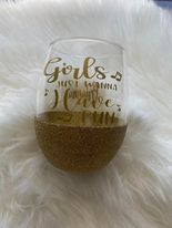 Custom Glitter Stemless Wine Glass