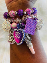 Load image into Gallery viewer, Purple Beaded Bracelets w/ Charms
